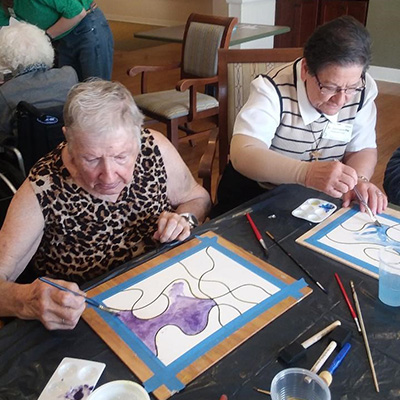 Women doing art at the nursing home